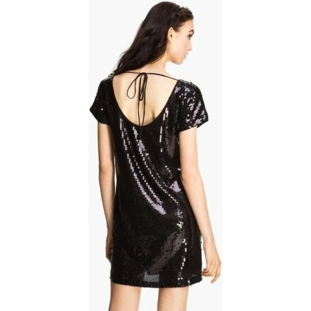 size 8 dress Donna Morgan little black‎ mini sequin scoop back cocktail party